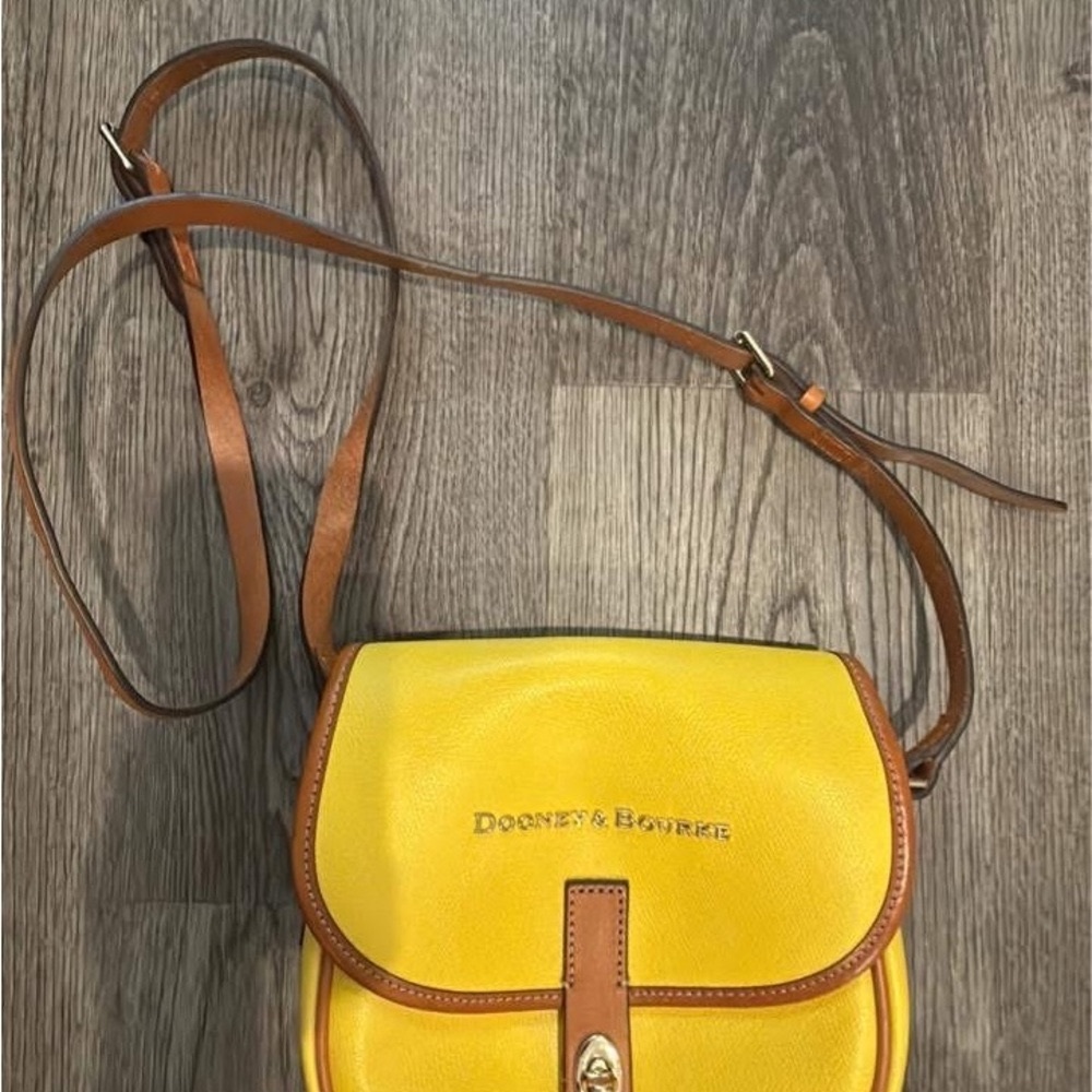 Dooney & Bourke Yellow and Brown Leather Crossbody Bag